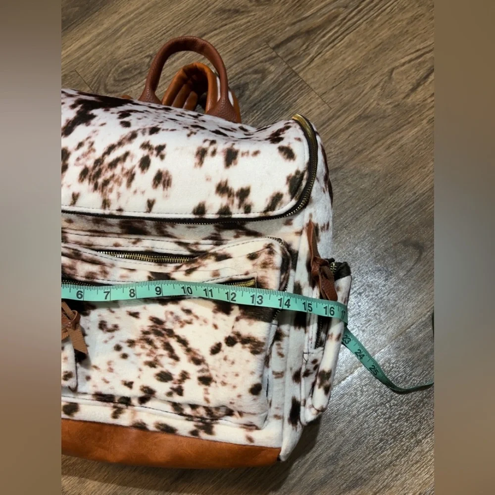 Cow Print hair on overnight bag or huge diaper bag faux leather